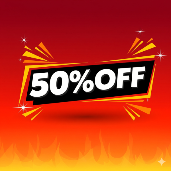 Banner representativa del cupón de descuento al 50%OFF
